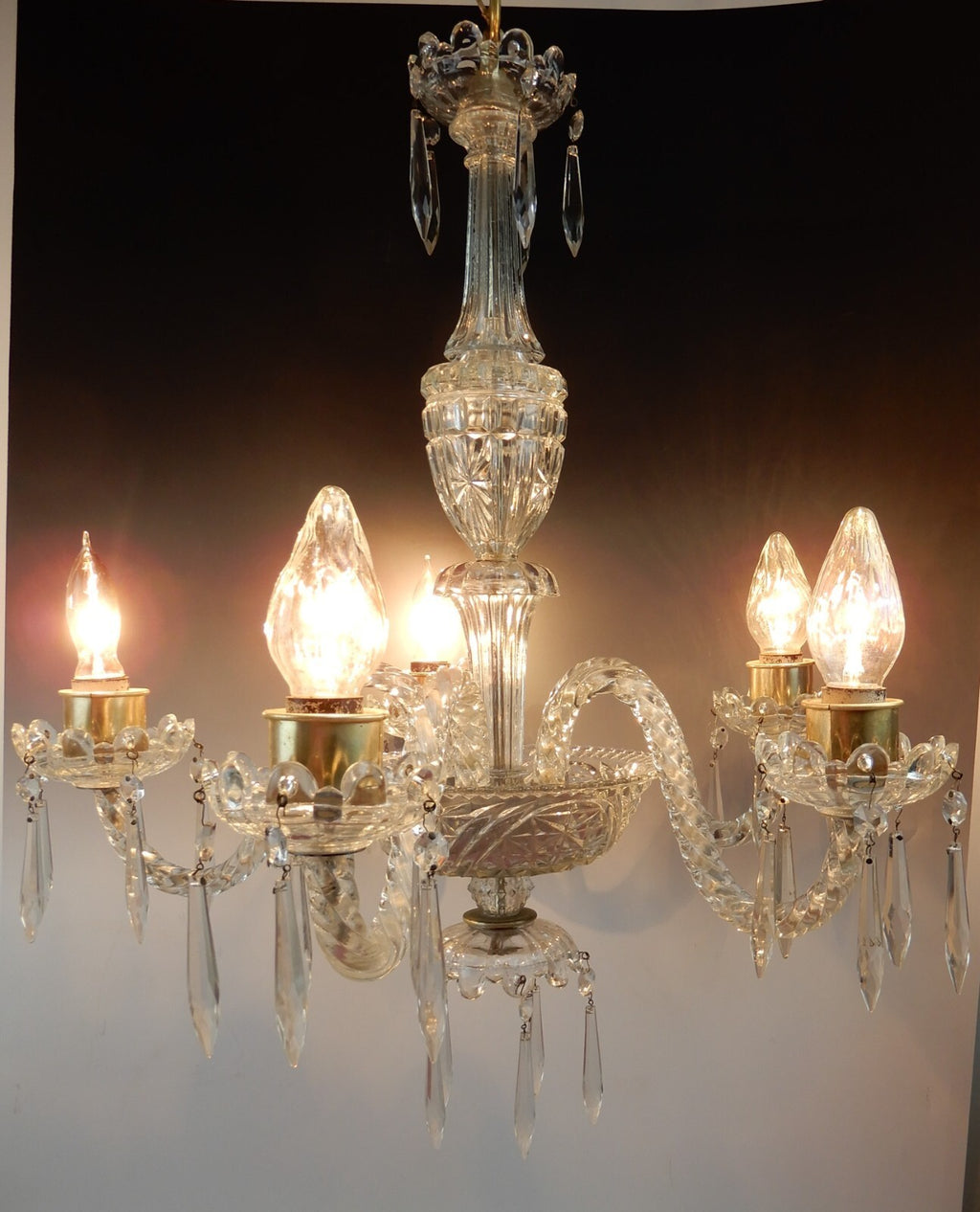 21" 5 Arm Light Light Crystal & Glass Chandelier