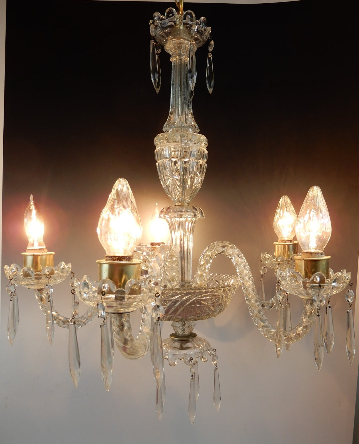 21" 5 Arm Light Light Crystal & Glass Chandelier