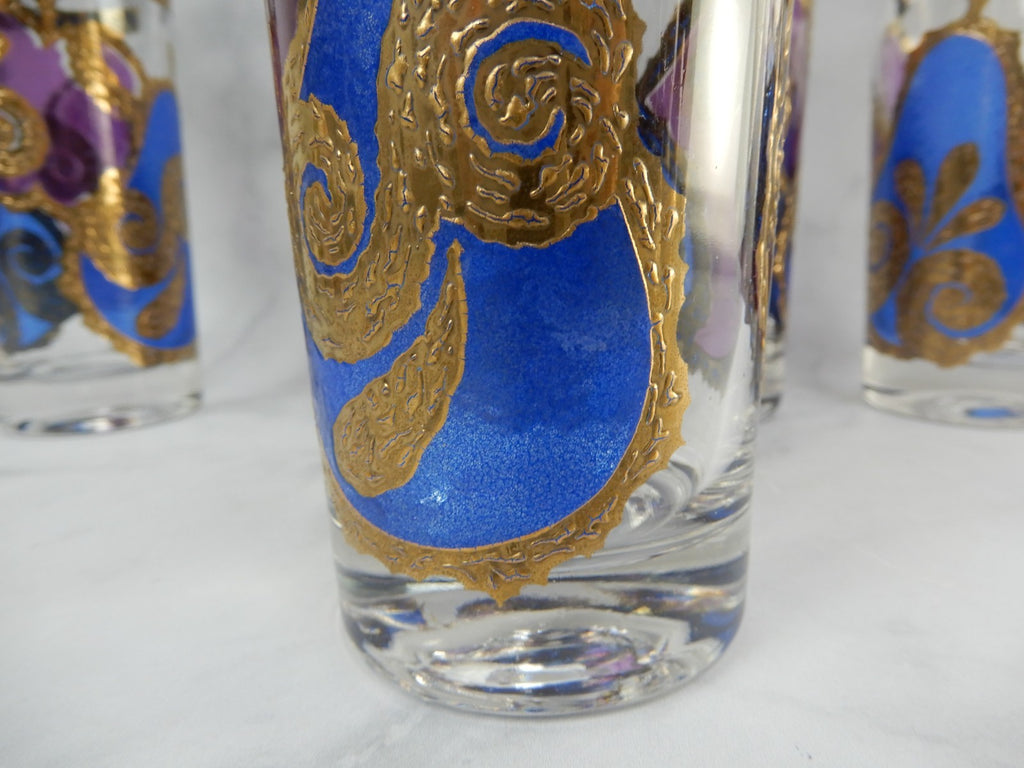 Seven Georges Briard Signed Mid-Century Apple and Pear Pageant Highball Glasses