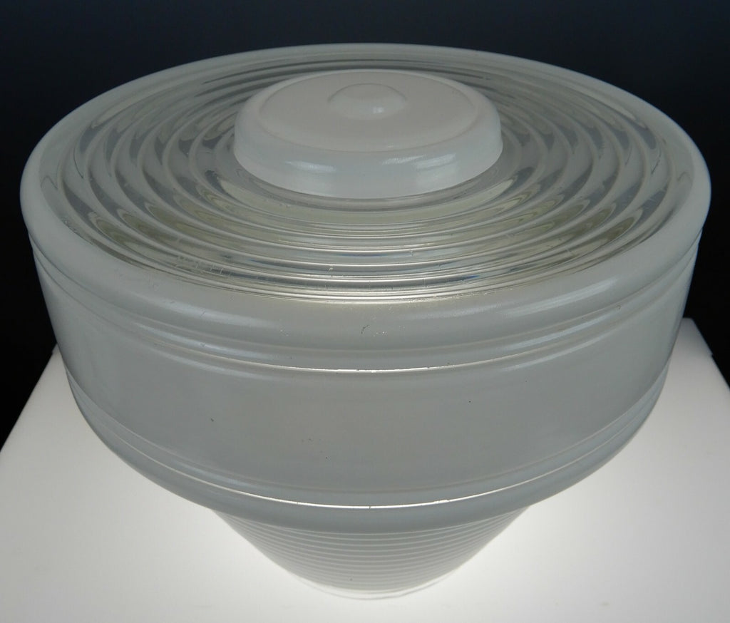 Vintage Tall Ceiling White & Clear Glass Shade 8" Diameter