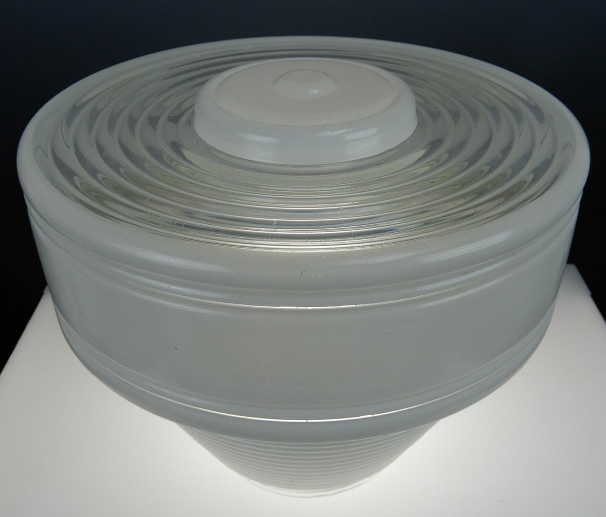 Vintage Tall Ceiling White & Clear Glass Shade 8" Diameter