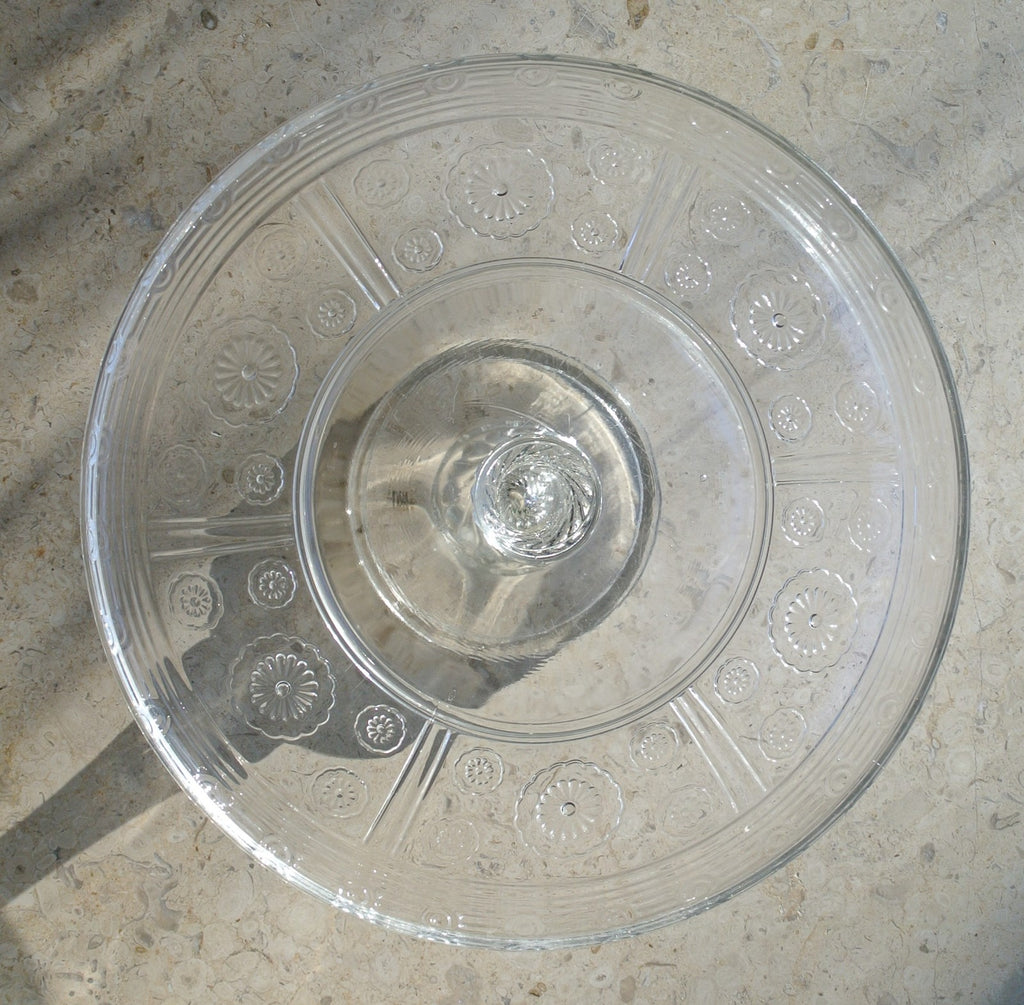 Vintage Magic / Rosette by  Bryce Brothers Clear Glass Cake Stand