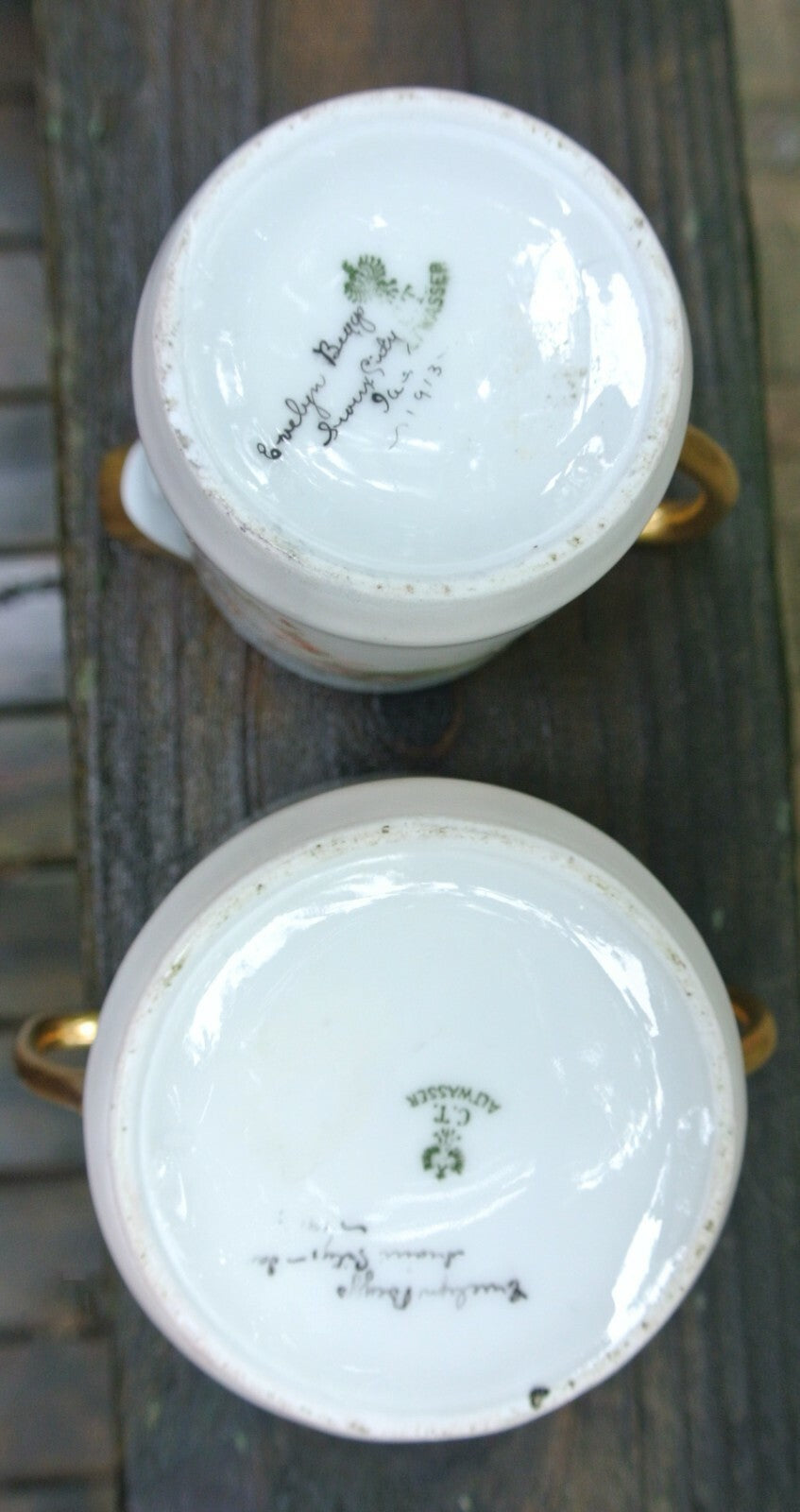 Vtge 1913  Lusterware Carl Tielsch (CT) Altwasser Sugar Bowl and Creamer Singed