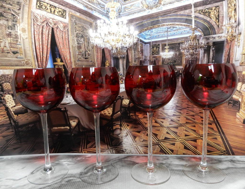 Set Of 4  Lenox Tuscany Holiday Collection Red Balloon 12 oz Wine Glasses