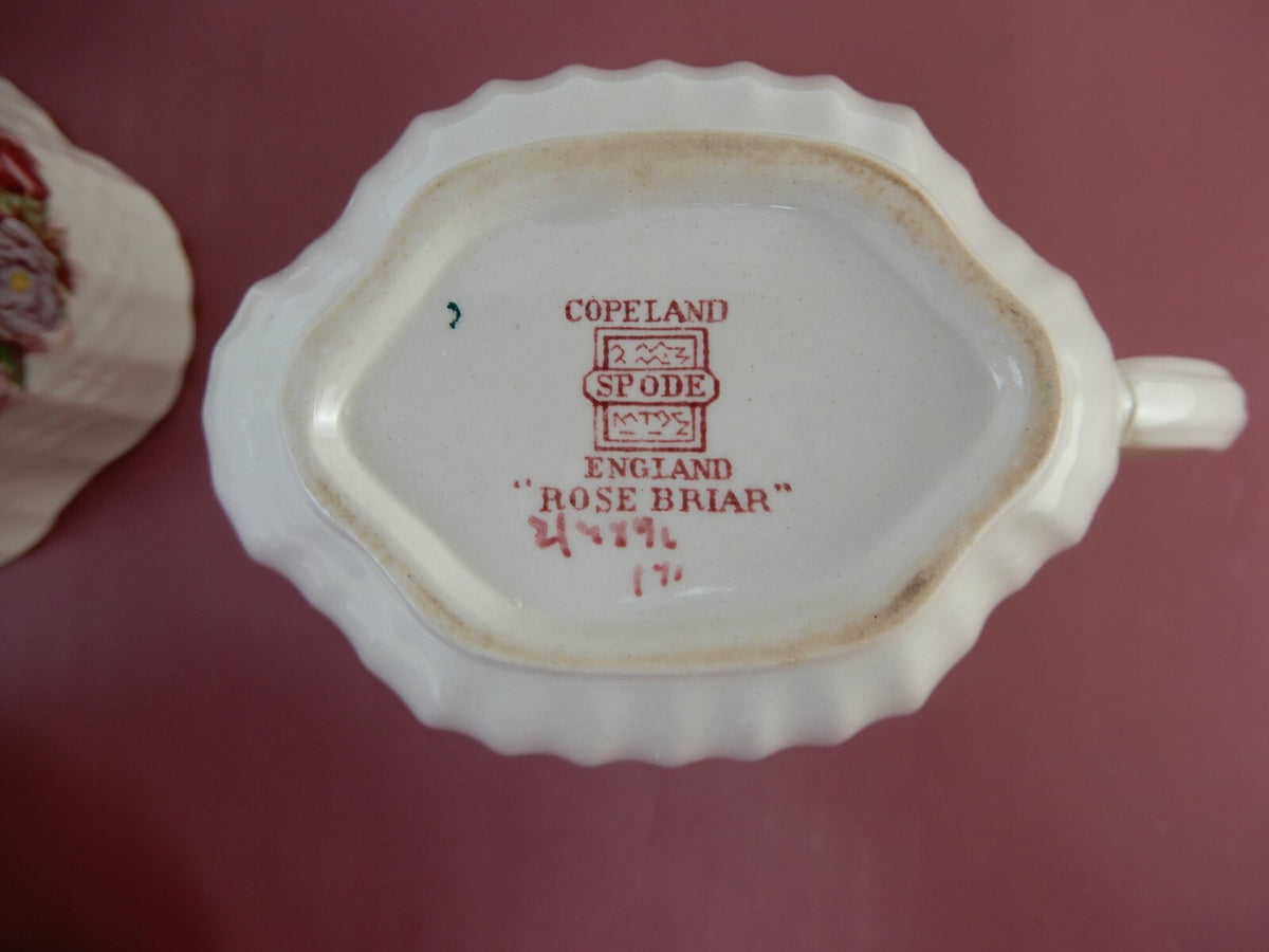 Vtg Copeland Spode "Rose Briar" Sugar Bowl and Creamer