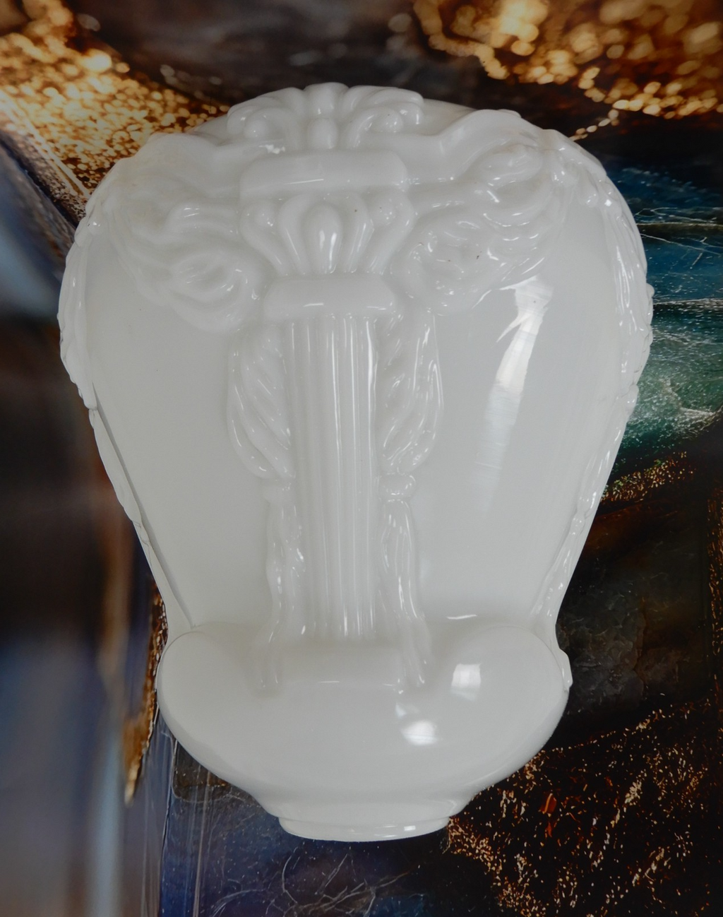 Vintage Milk Glass Victorian Double Hole Glass Ceiling Pendant Lamp Shade