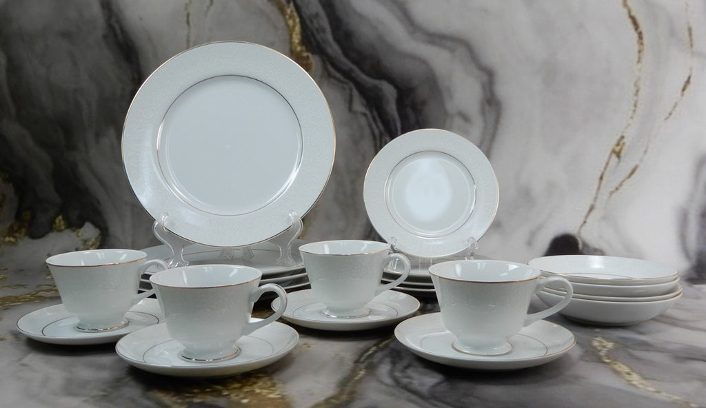 20 Pieces 6-Piece 4 Place Norleans fine china "White Lace" Made in Japan
