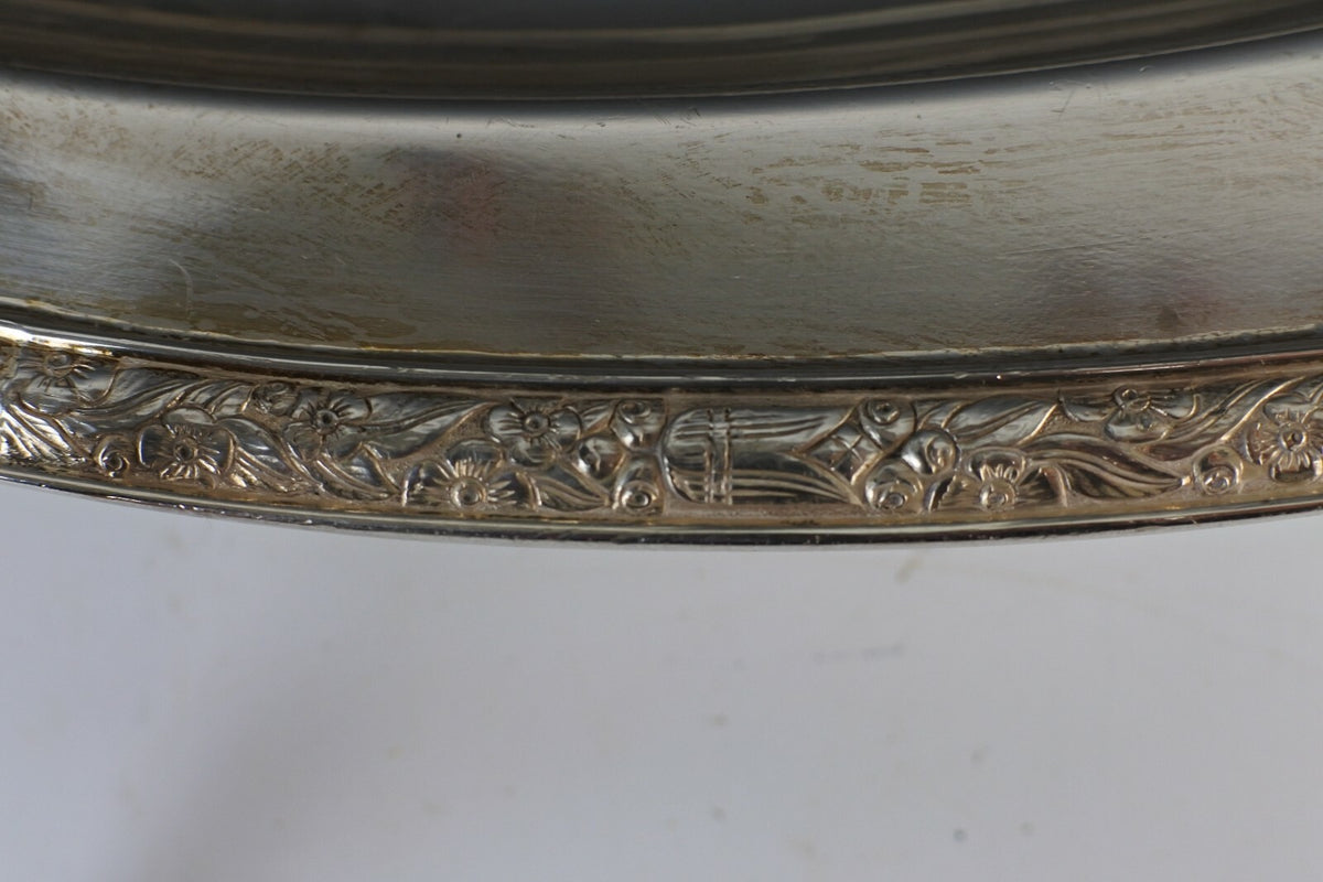 Oneida Ashby Footed Meat Tray With Well Vintage  Silverplate