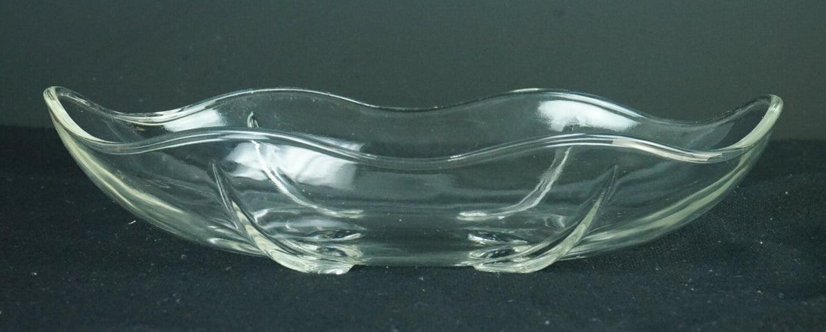 Set of 4 Vintage Scalloped clear Glass Relish Footed/ Banana Split Dishes