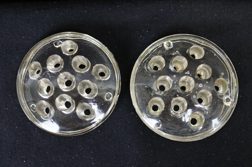 Lot Of 2 Vintage Clear Glass Flower Frog Stem Holders Floral Arranging 11 Holes