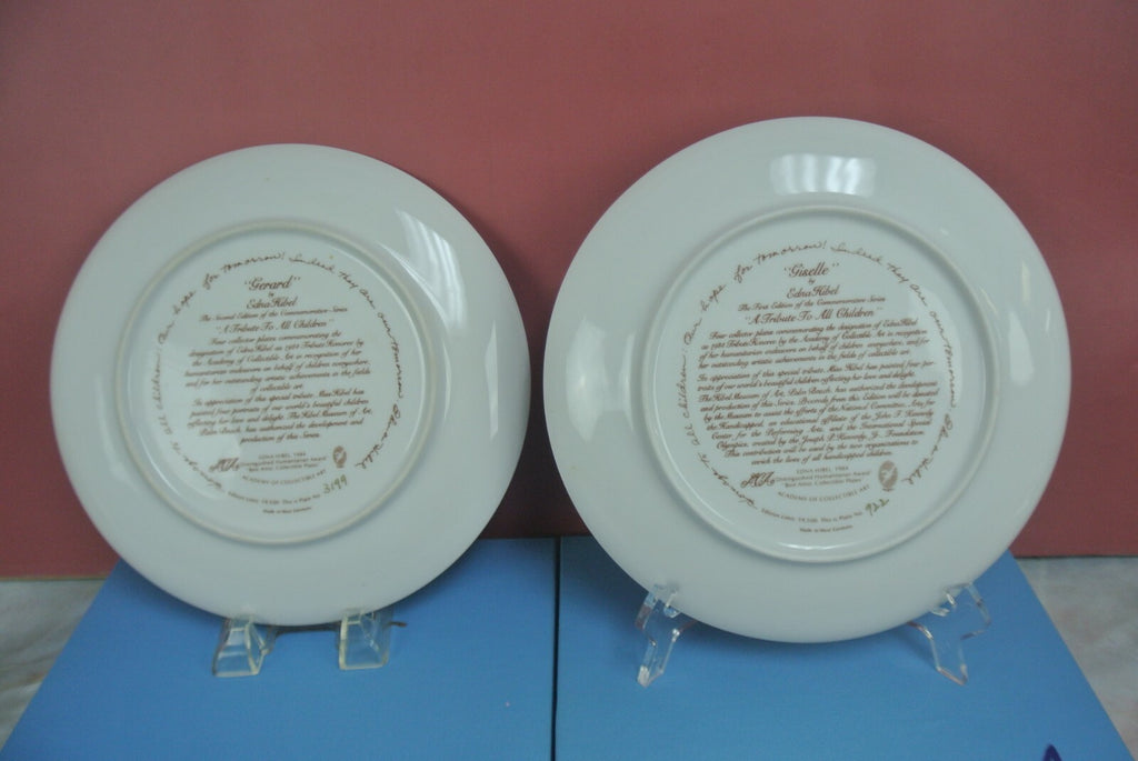 Edna Hibel Collector Plates Giselle & Gerard "A Tribute To All Children"