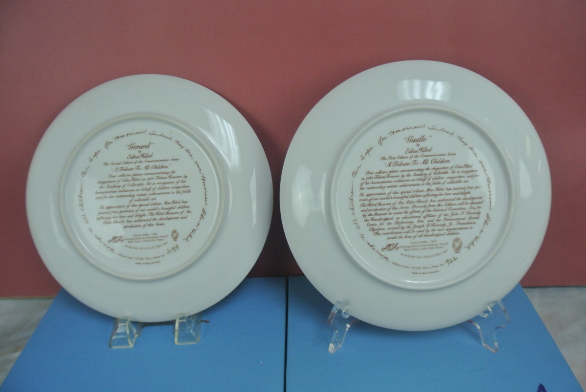 Edna Hibel Collector Plates Giselle & Gerard "A Tribute To All Children"