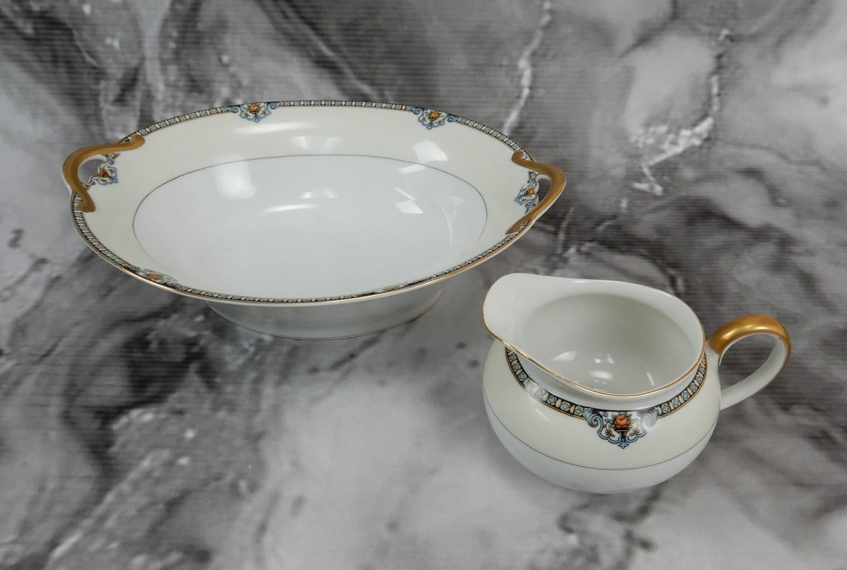 Vintage Morimura Japan Shirley Pattern Oval Bowl and Creamer