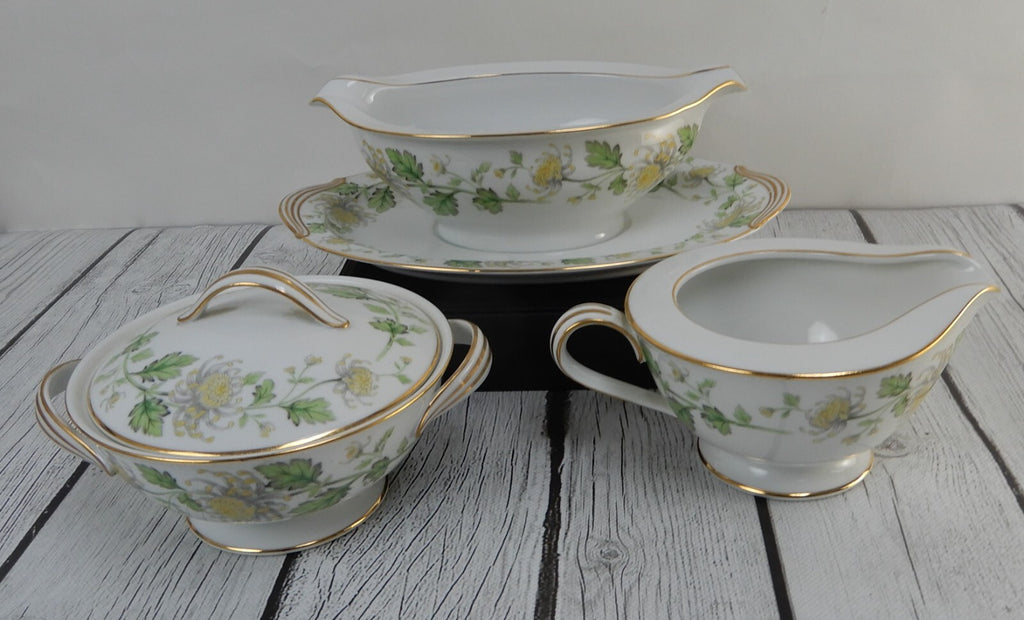 Servaware Set Noritake "Stanford 5220" Gravy Boat, Creamer and Sugar Bowl