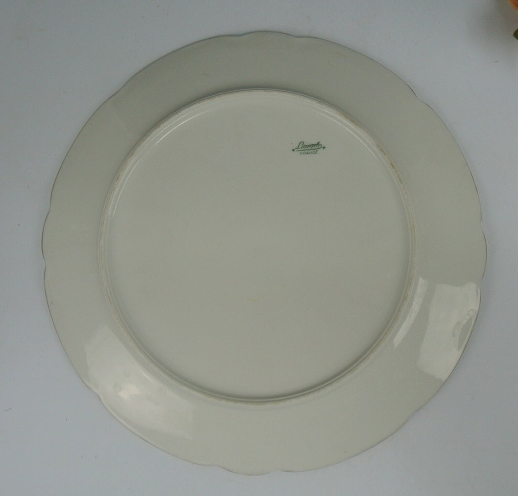 Vintage Limoges French Porcelain Scalloped Plate with Strawberries  11-1/4"