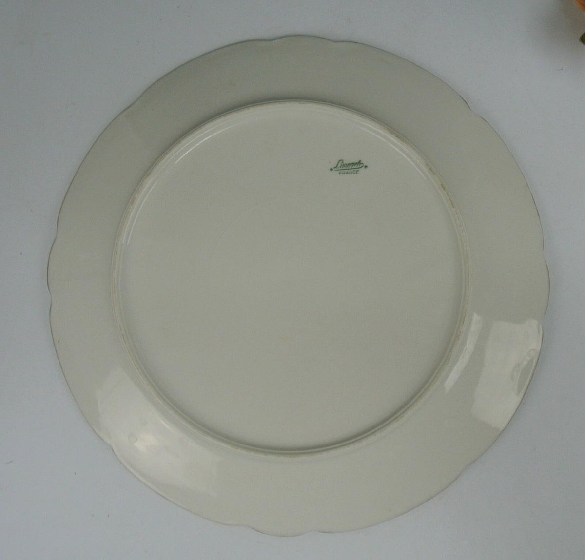 Vintage Limoges French Porcelain Scalloped Plate with Strawberries  11-1/4"
