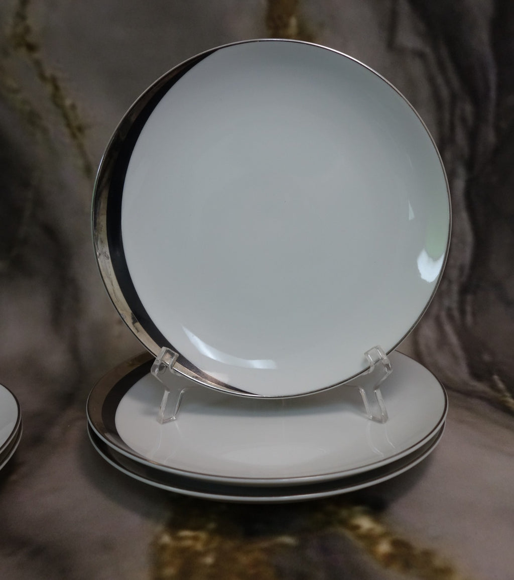 Set of 5 Pc Salad Plates Mikasa Platinum Fascination Pattern Made in Japan