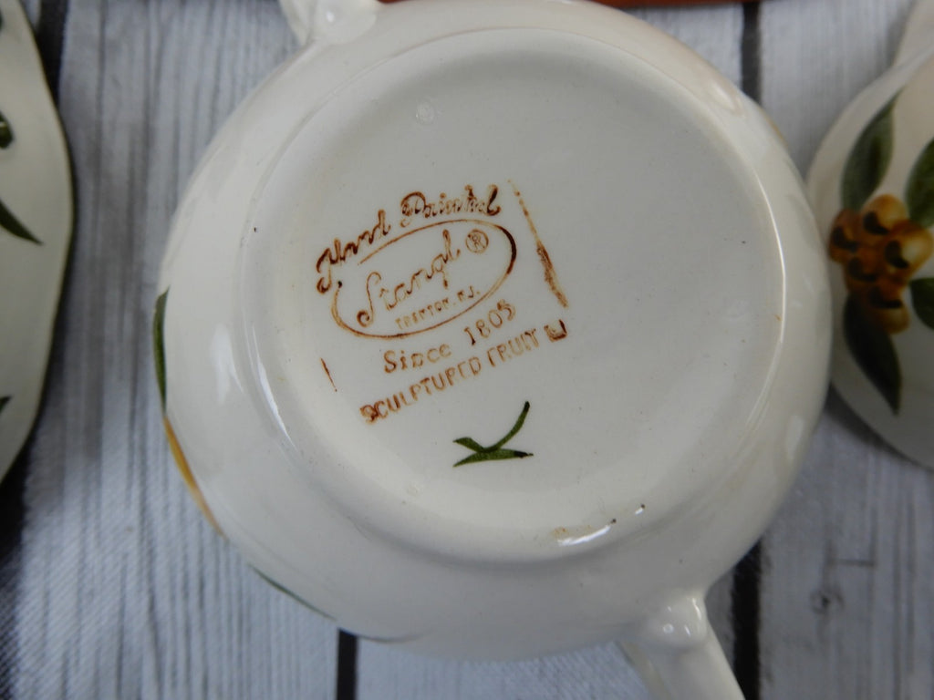 Platter, Bowl,Sugar & Creamer of Hand Painted STANGL "Sculptured Fruit" Pattern