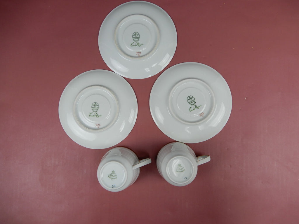 Vintage 5-Piece Mismatch Gold Accented Tea Set With Cups and Saucers (Germany)