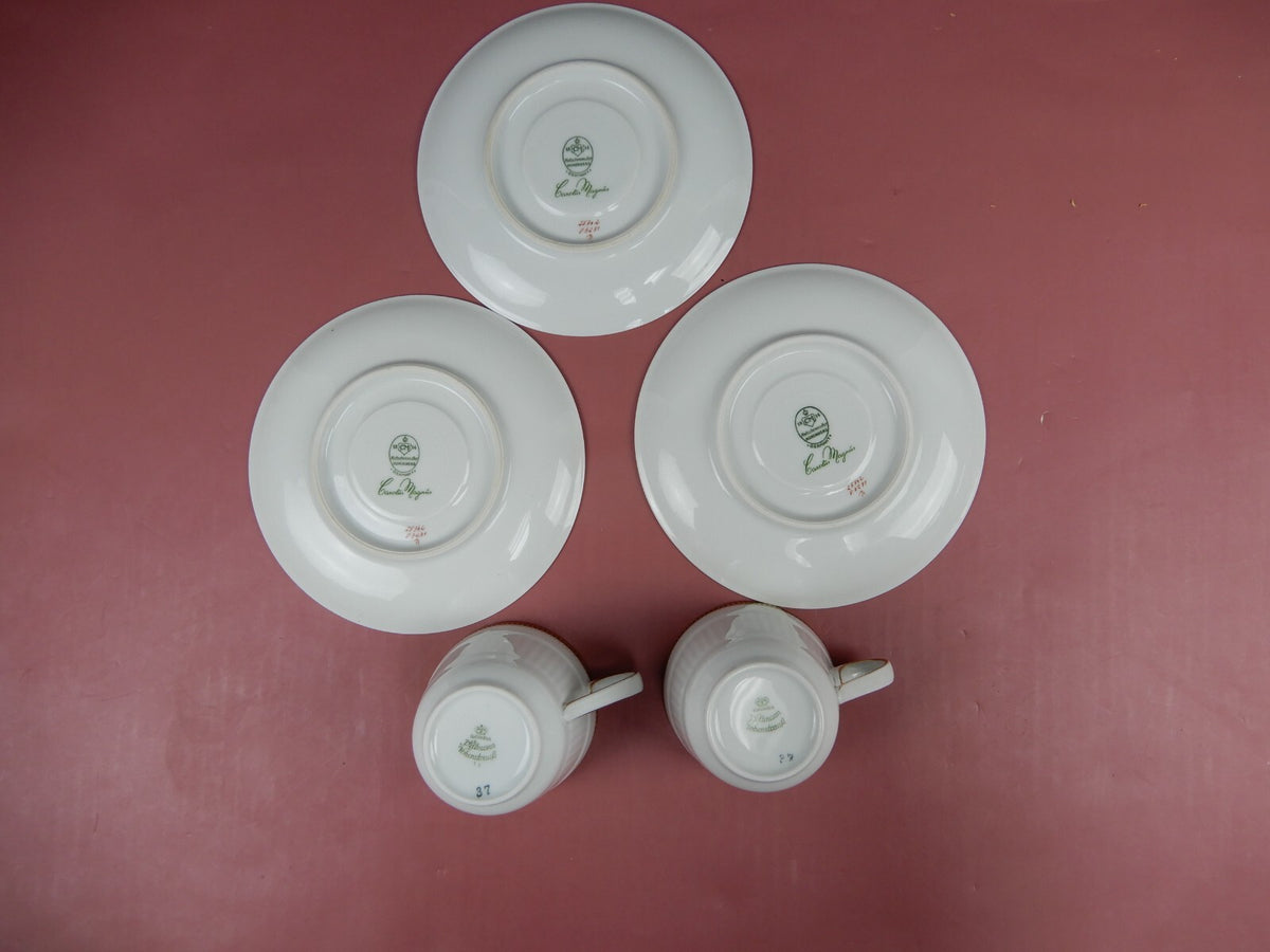 Vintage 5-Piece Mismatch Gold Accented Tea Set With Cups and Saucers (Germany)