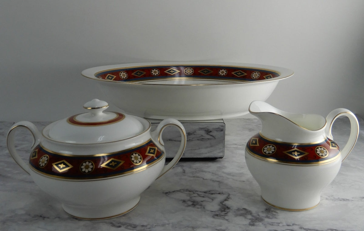 Royal Doulton Minton "Cordoba" Oval Serving Bowl and Creamer and Sugar Bowl