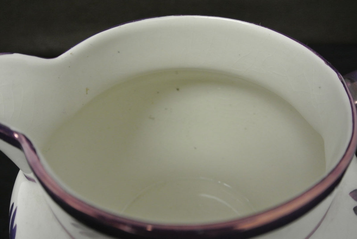 Vintage Pitcher Arthur Wood Pitcher, English Ceramic #5198, Cream Lilac Vines