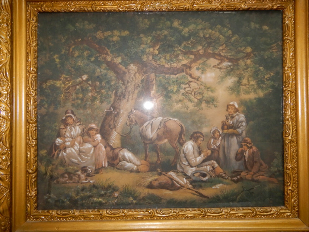 Vintage Print of  Travellers St. Paul's Churchyard With Ornate Picture Frame