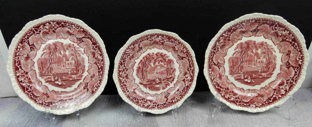 3 Mason's England Vista Red " 2 Luncheon Plate 1 Salad Plate " Made in England