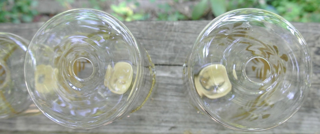 Vintage Set of 4 Glass Hand Painted Tea Light Candle Holders