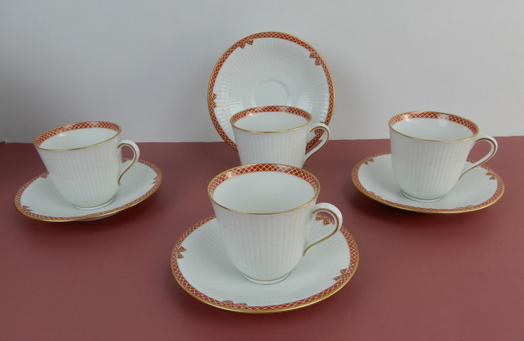 Rorstrand Sweden Pimpernel set of 4 Demitasse Cups and Saucers