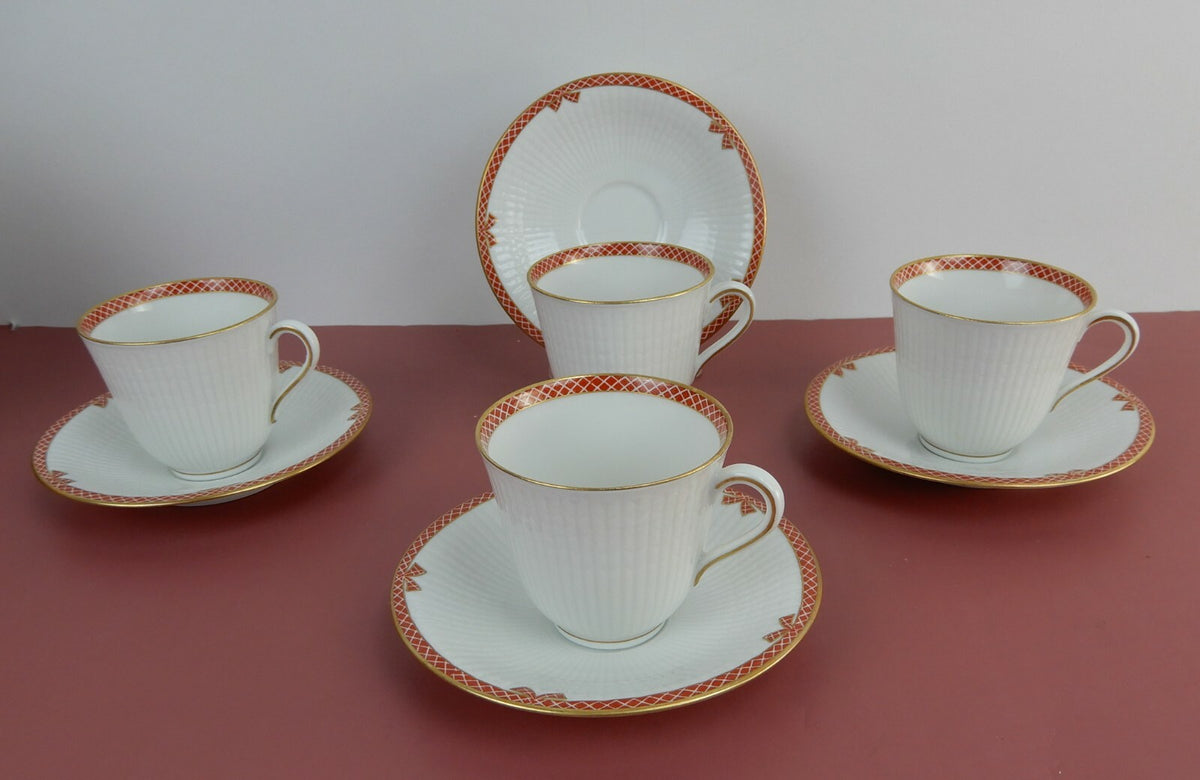 Rorstrand Sweden Pimpernel set of 4 Demitasse Cups and Saucers