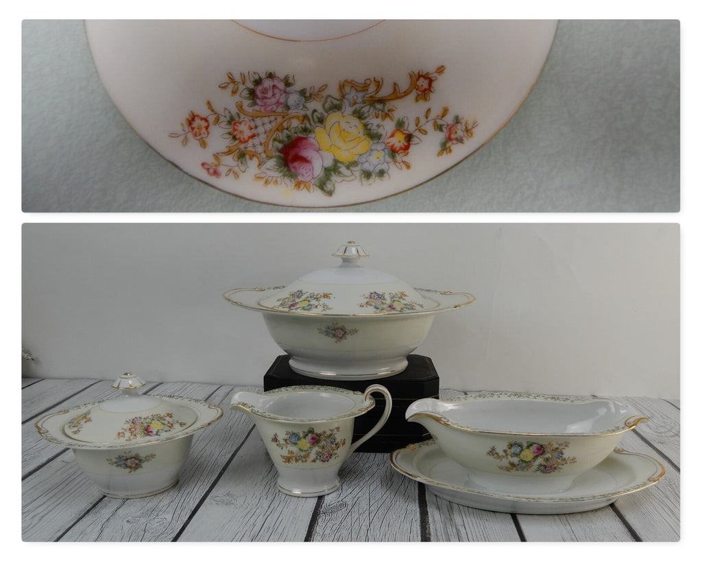 Regal China Japan w/ Imperfections Gravy Bowl ,Creamer,Sugar Bowl & Lidded Bowl