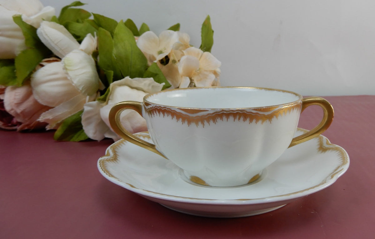 Vintage Theodore Haviland Limoges Bouillon Cup & Saucer