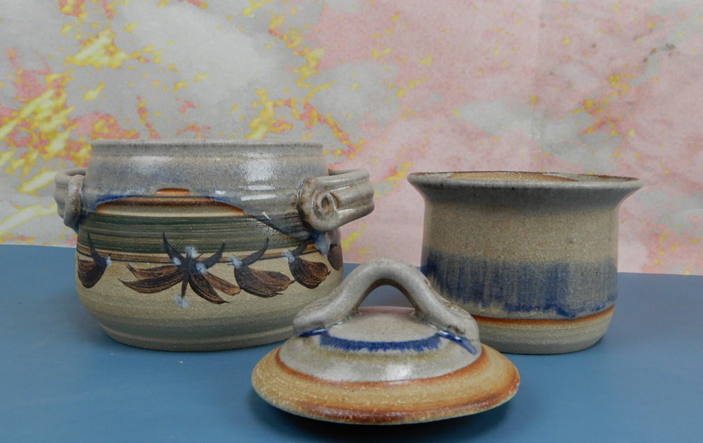 Vintage Studio Art Pottery Small Double Crock Signed by the Artist
