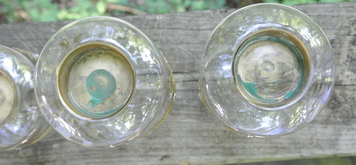 Vintage Set of 4 Glass Hand Painted Tea Light Candle Holders