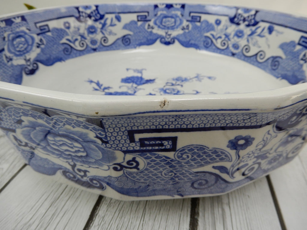 Antique Mason's Ironstone Blue Pheasant Pattern,Wash Bowl & Pitcher Set Ca.1815