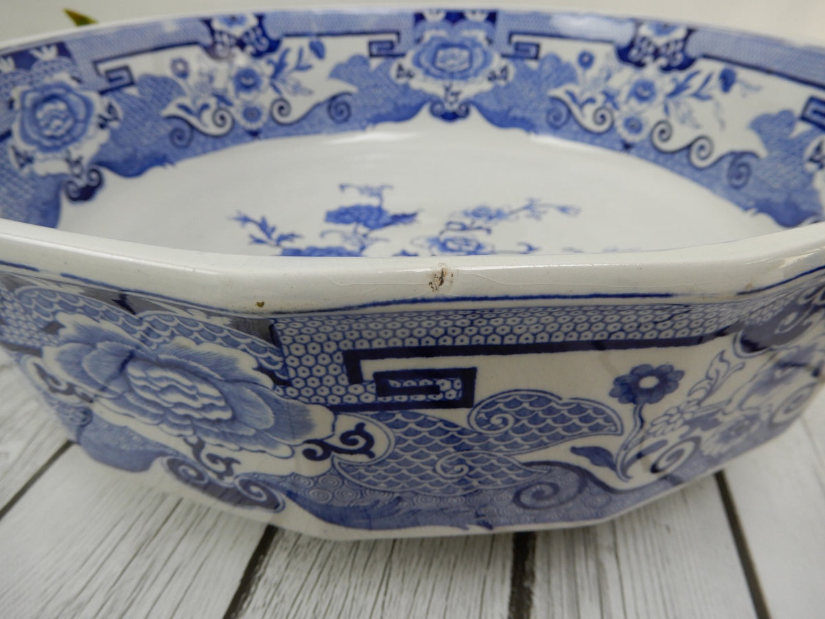 Antique Mason's Ironstone Blue Pheasant Pattern,Wash Bowl & Pitcher Set Ca.1815
