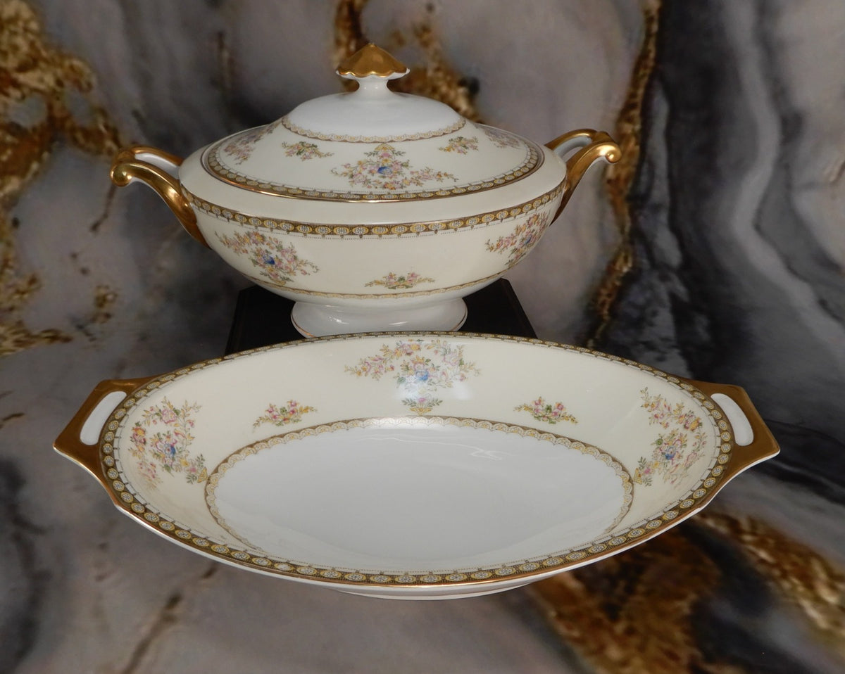 Vintage Royal Embassy China "Fresno" Lidded bowl and Oval Serving  Bowl