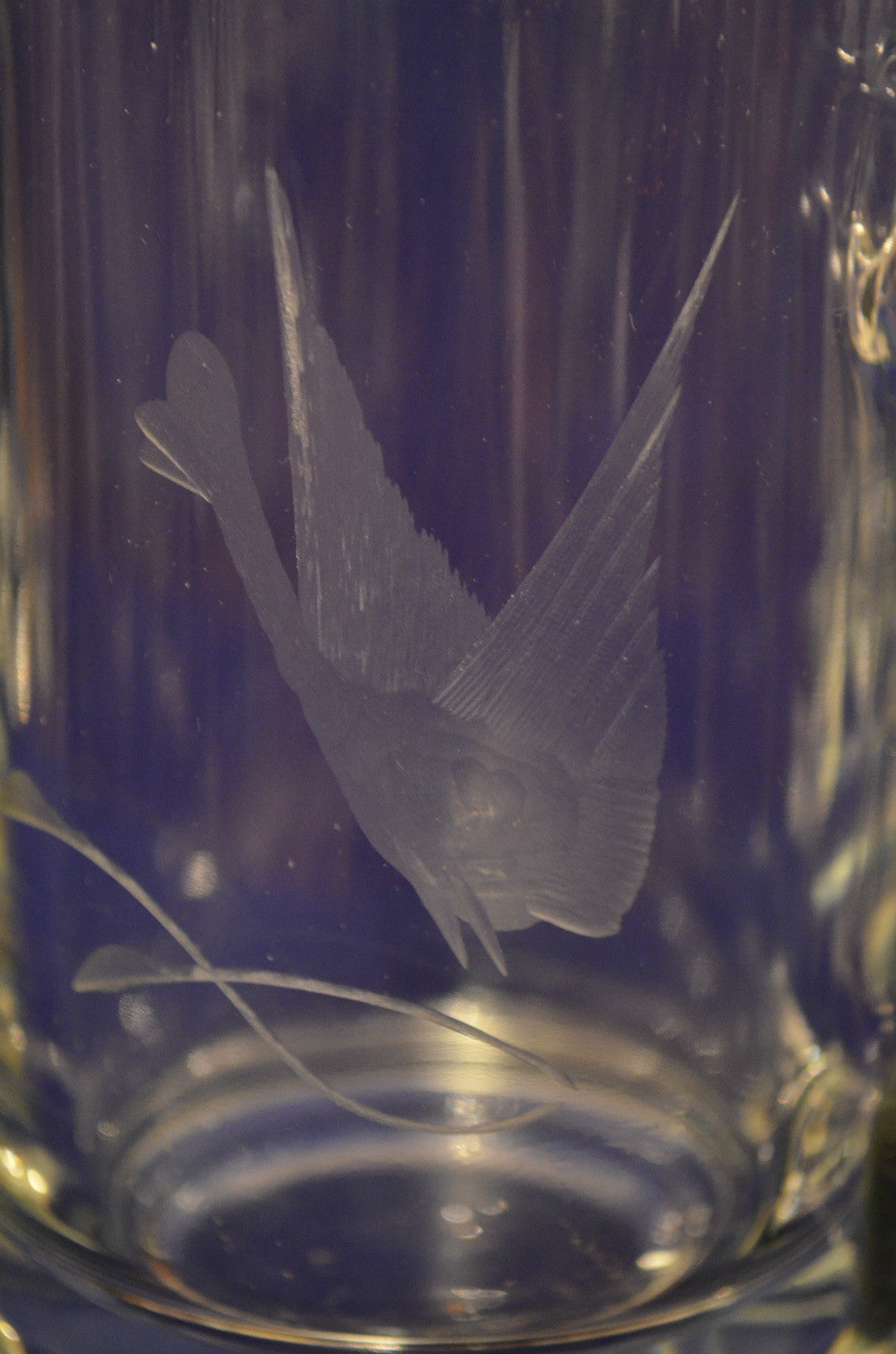 4 Piece Set Javit Hand Cut Crystal Mug's With A Picture Of A Satin Goose 5-1/4"