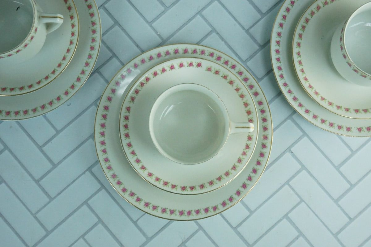 15 Piece China Setting J&C Bavaria Floral China Desert Plate, Cup and Saucer