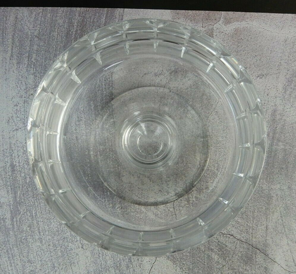 Vintage Crystal Glass Round Compote Signed
