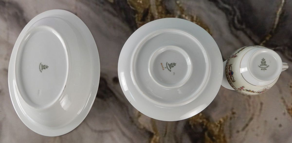 Vintage H&C Selb Bavaria Germany Heinrich "SENTA" Oval Bowl ,Gravy Bowl,Creamer