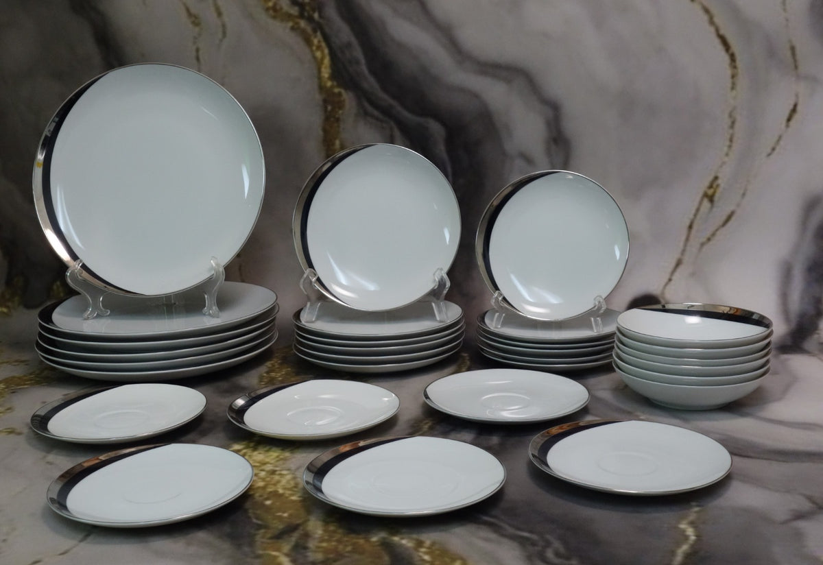 36 Pc 6-Piece 6 Place Setting Mikasa Platinum Fascination Pattern Made in Japan