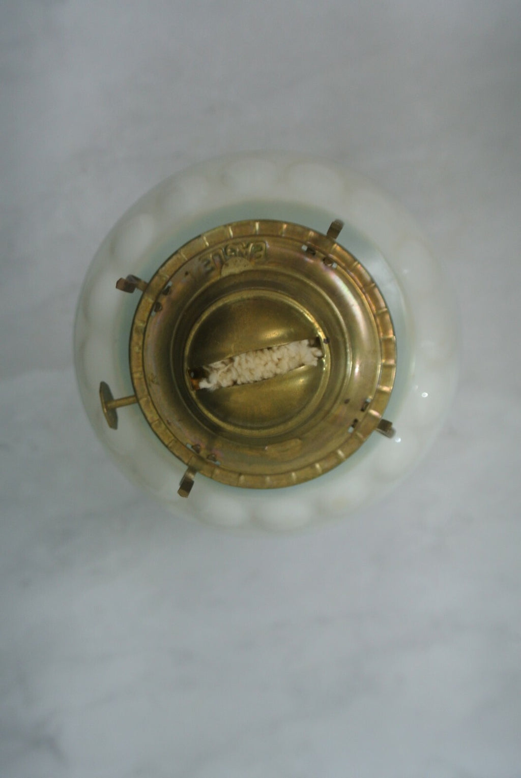 Vintage White Hurricane Lamp Base Hand-Painted Milk Glass For Repair
