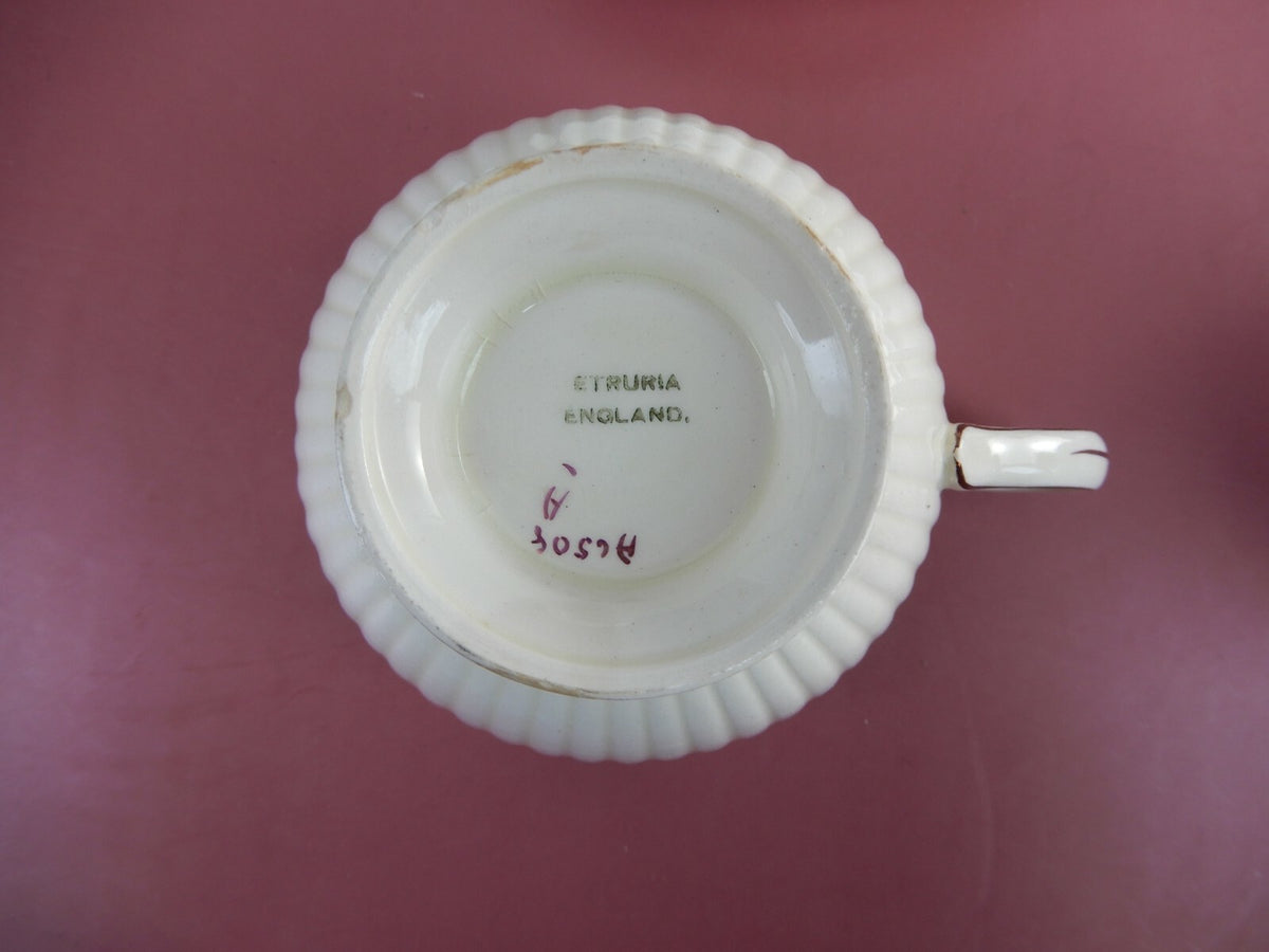 Vintage Set of 6 Wedgwood Etruria Luster Ribbed Cups and Saucers