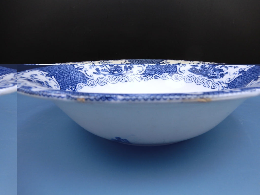 Vtge Asian Allertons Chinese England Chinese Blue & White Serving Vegetable Bowl