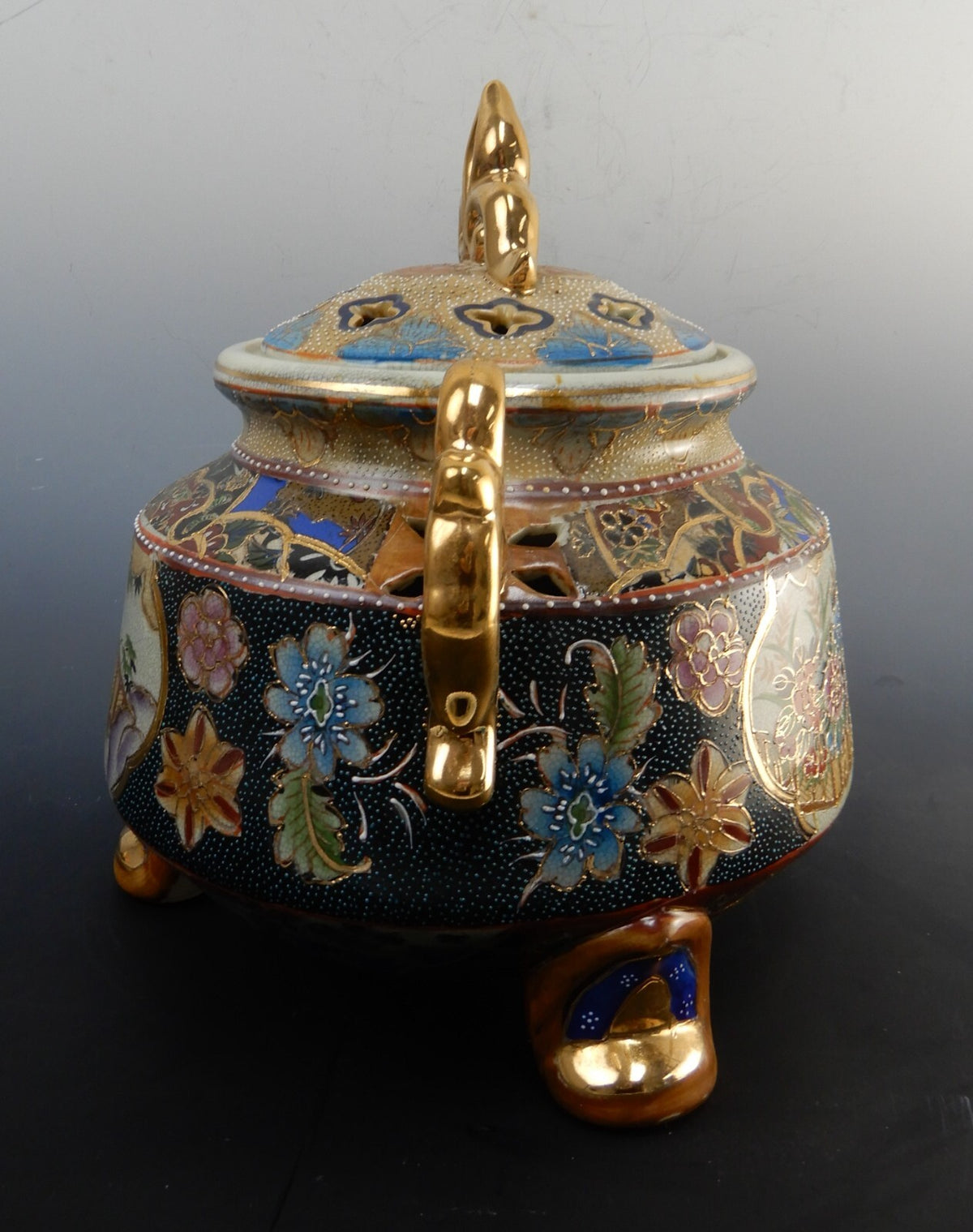 Vintage Big 9" Porcelain Incense Burner Ceramic Censer Tripod