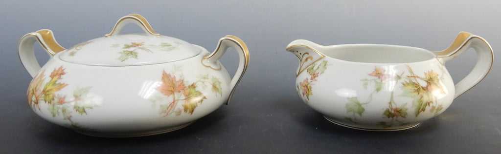 Vtg Haviland Limoges China "Autumn Leaf" Sugar Bowl, Creamer, c.1930