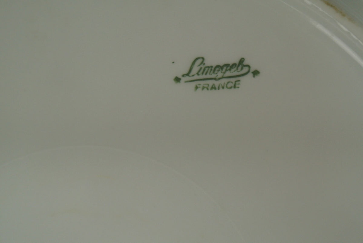 Vintage Limoges French Porcelain Scalloped Plate with Strawberries  11-1/4"