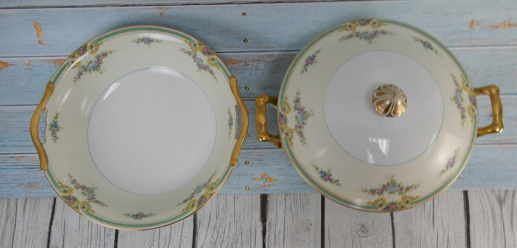 Noritake Floral Bouquet "Plaza" Round Serving Bowl and Lidded Serving Bowl